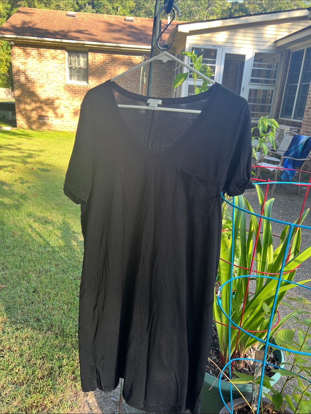 J. Crew Black V-Neck Midi Pocket Dress